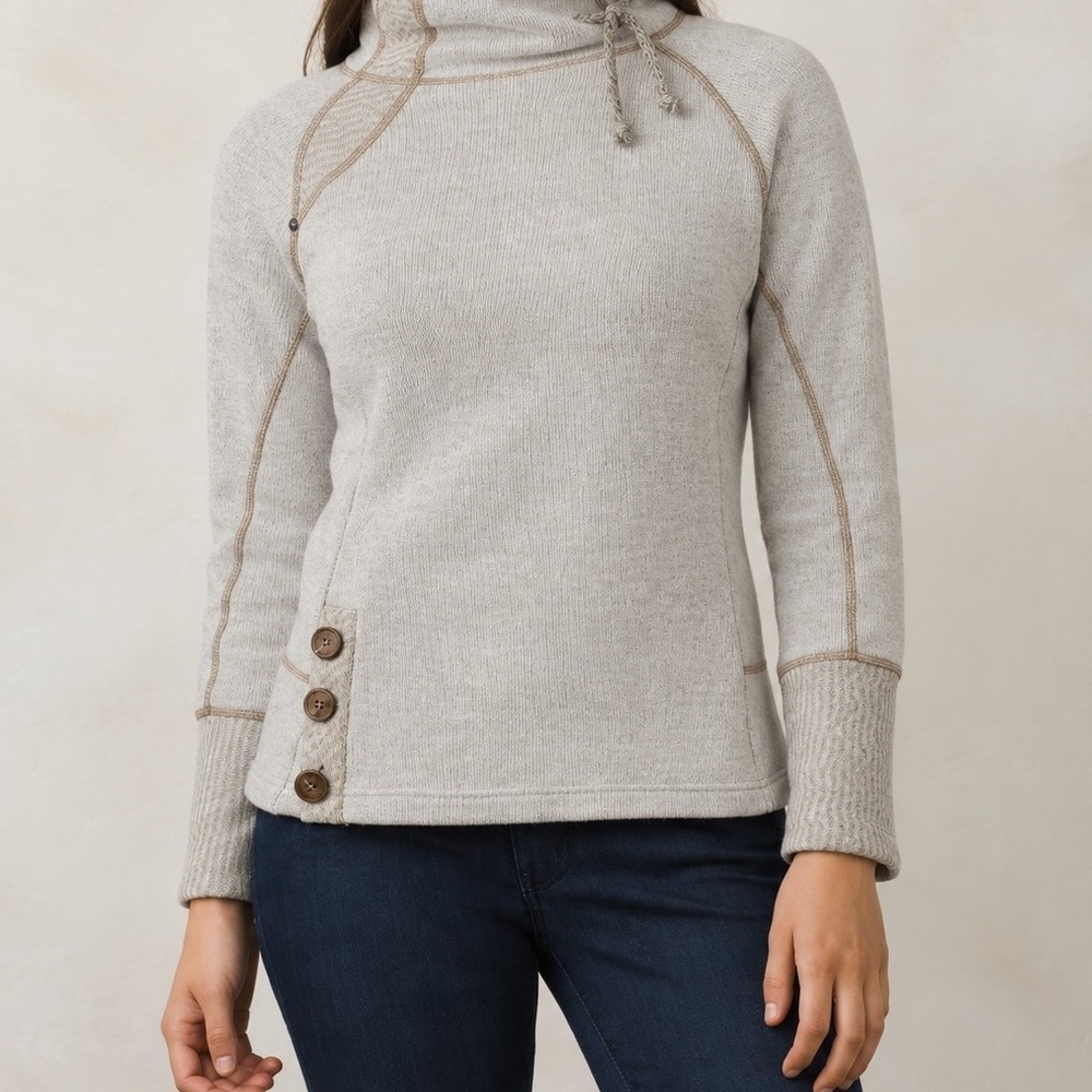 Prana Lucia Sweater Funnel Pullover L Wool Blend Gorpcore Fall Autumn Hiking